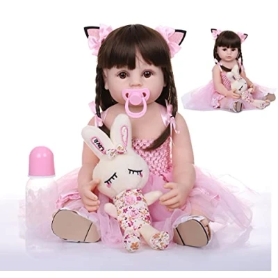 Imagen de ZIYIUI Muñecos Reborn Reales Silicona Niña 22 Pulgadas 55 cm Bebe Cuerpo Completo Realista Bebé Ojos Abiertos Bebes Recien Nacidos