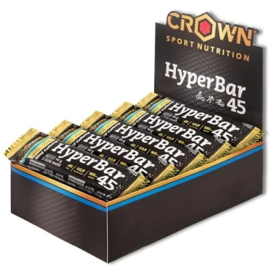 Imagen de Crown Sport Nutrition HyperBar 45, barritas energéticas de gominola con cafeína 45 g carbohidratos. Gummies Veganas. Ciclismo, running. (10 unidades neutro cafeína)