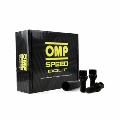 Imagen de OMP Speed Juego de 20 Tornillos Desplazantes para Llantas M14X1.50 Conico Largo 28mm Llave 17/19 Color Negro DIN 10.9