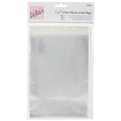 Imagen de anitas 193 x 142 mm Bolsa de Tarjeta plástico con Borde 25 mm, 50 Unidades, Transparente