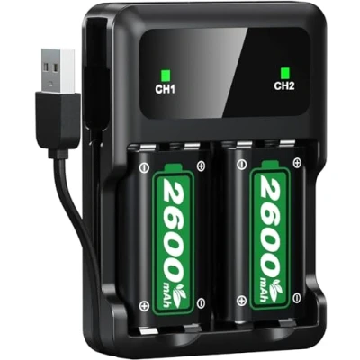 Imagen de 2 * 2600mAh Batería para Controlador Xbox One/Xbox Series X/S, 28 Horas de Tiempo reproducción Recargables XS/Xbox One