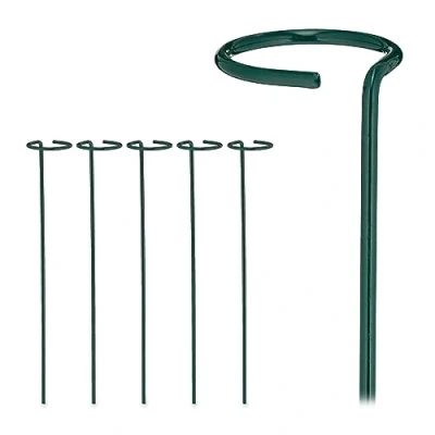 Imagen de Relaxdays Juego Tutores Plantas Metal, 6 Soportes Trepadoras con Anillo, Varillas Entutorar Enredaderas, 40 cm, Verde Oscuro, Acero, x cm