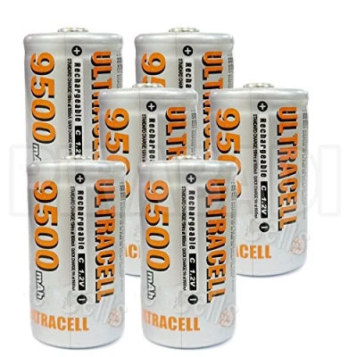 Imagen de 6 pilas C R14 LR14 9500 mAh recargable 1.2 V Ni MH batería