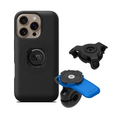Imagen de Quad Lock Kit de soporte para teléfono motocicleta con amortiguador vibración y funda MAG iPhone 16 Pro