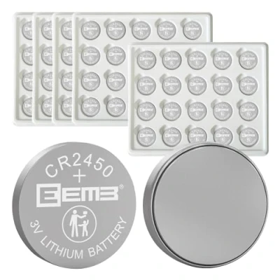 Imagen de EEMB 100 Batería Etiqueta de CR2450, Litio 3V con Soldadura DL2450、ECR2450、BR2450 para Relojes, LáMparas Té, Velas, Sistemas Alarma, Calculadoras, Juguetes