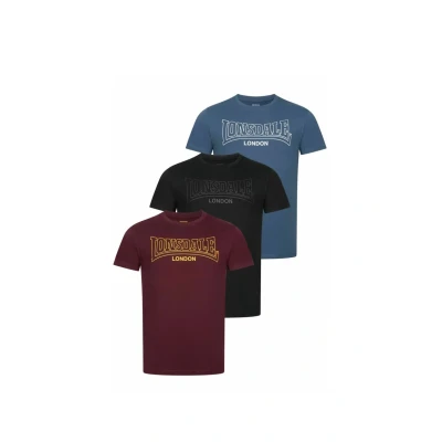 Imagen de Lonsdale Normale Passform Dreierpack Camiseta estampada, Hombre, Talla: XXL, Black navy oxblood