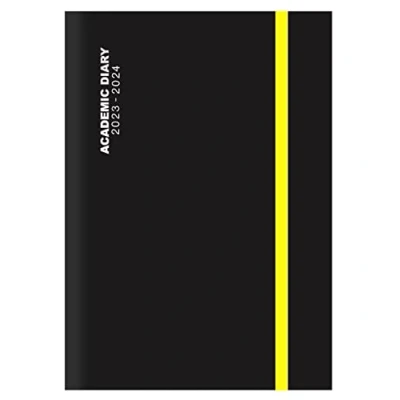 Imagen de G4GADGET Agenda escolar 2023 2024, tamaño A4, día por página, color negro, con página A4 y una elegante encuadernación negra elástico