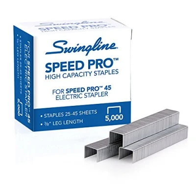 Imagen de Swingline Grapas, resistente, 3/8 pulgadas de longitud, capacidad 25 45 hojas, 210/tira, 5000/caja, 1 paquete, Speed Pro (35465)