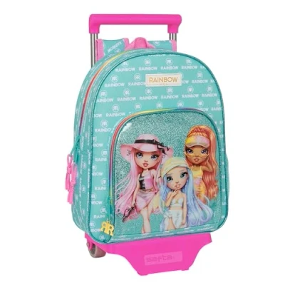 Imagen de Safta RAINBOW HIGH PARADISE Mochila Infantil con Carro 705, Ideal para Niños de Diferentes Edades, Cómoda y Versátil, Calidad Resistencia, 28x10x34 cm, Color Azul Turquesa