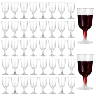 Imagen de MATANA 96 Copas de Vino Plástico Duro Transparente (180ml) Elegantes, Resistentes y Reutilizables Cumpleaños, Bodas, Navidad, Celebraciones Nochevieja, Barbacoas, Picnic, Fiestas