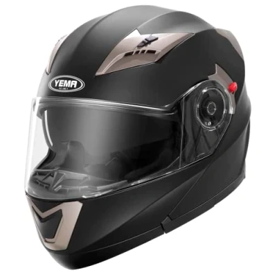 Imagen de Casco Moto Modular ECE Homologado YEMA YM 925 de Integral Scooter para Mujer Hombre Adultos con Doble Visera Negro Mate XL