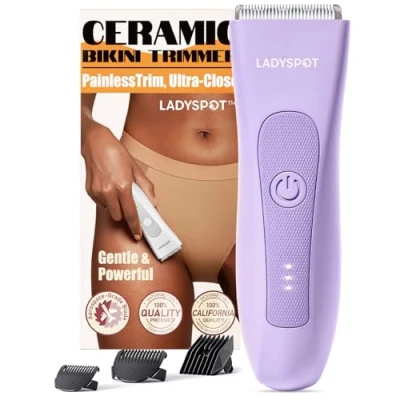 Imagen de LADYSPOT Afeitadora Mujer, Rasuradora Mujer Zona Intima, Uso en Seco y Mojad, IPX7 Impermeable, Corporal Recargable, Depiladora Electrica Pubis (Morado)
