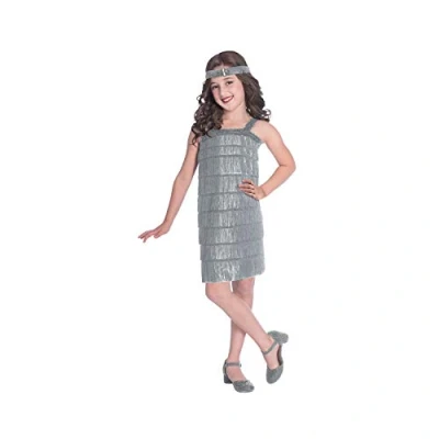 Imagen de amscan Disfras A La Moda Solapa Juego de Disfraz Flapper Plateado, 6 8 años, 2 Piezas, Liso, Color Plata, to (9905731)