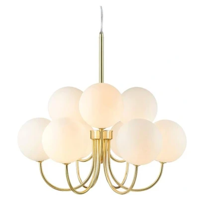 Imagen de Markslöjd Lámpara colgante Bianco, 9 luces, dorado/blanco, cristal, G9