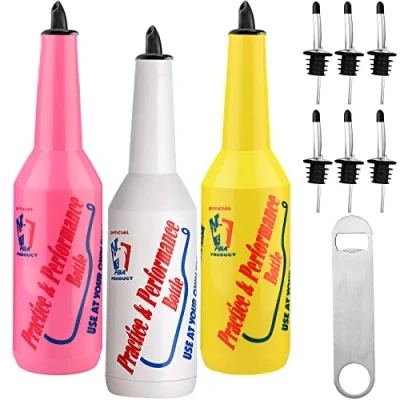 Imagen de SuproBarware Flair Bottle Mix Color Juego de 3 cocteleras, botella entrenamiento, ejercicio y rendimiento para barman 25 oz/750 ml (blanco, rosa, amarillo)