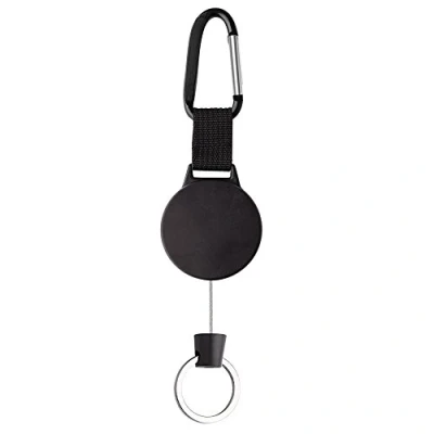 Imagen de Kuuqa Llavero retráctil de carrete gran resistencia con cable alambre acero 100 cm, negro
