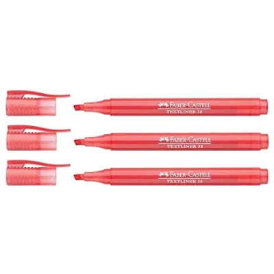 Imagen de Faber Castell Lot de 3 Surligneurs TEXTLINER 38, rouge