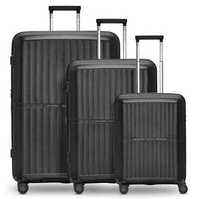 Imagen de Pactastic Colección 01 y 01+, negro/metálico, Kofferset (3 teilig) erweiterbar, Carro rígido con ruedas giratorias