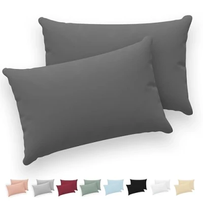 Imagen de Twinzen® Funda Almohada 40x70 (Juego de 2) Antracita 100% Algodon Jersey Cojin para Cama Protector con Cremallera