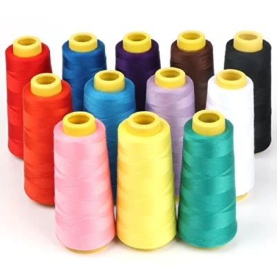 Imagen de Coser de Poliéster, ilauke 12X1500m Hilos Coser, Bordar Poliéster para Máquina Hilo Overlock 40S/2, Alta Velocidad a Artes Mano