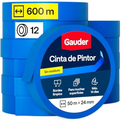 Imagen de GAUDER Cinta de pintor (24 mm x 50 m) 12x carrocero para pintar enmascarar