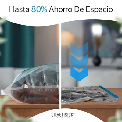 Imagen de SilverRack Bolsas de Vacío para Enrollar [8 piezas] en (40x60 cm) compresión prácticas Reutilizables viajes almacenamiento sin aspiradora como Mochilero