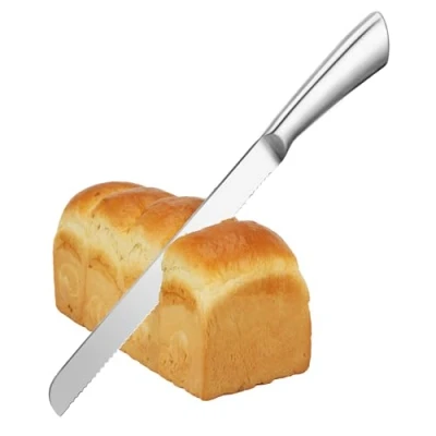 Imagen de LifHap Cuchillo de Pan Serrado,Rebanador Repostería,Hoja 25 cm/10 pulgadas,Diseño Acero Inoxidable una Pieza,Cuchillos para Pasteles Rebanar Pan,Bagels