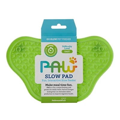 Imagen de PetDreamHouse Paw Almohadilla para lamer Perro, Alfombrilla de distracción baño o Ducha, succión Pasta, Salsa, yogures Mantequilla maní, Color Verde