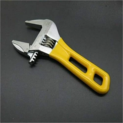 Imagen de Vogueing Tool Llave inglesa ajustable de 115 mm, compacta y suave, agarre ancho, herramienta mano corta amarilla, capacidad ancho la mandíbula: 24 mm.