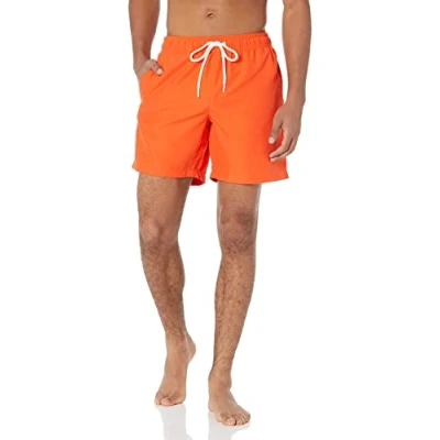 Imagen de Amazon Essentials Bañador de Secado Rápido 18 Cm Hombre, Naranja, L