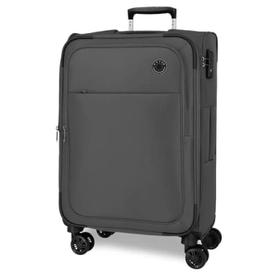 Imagen de Movom Atlanta Maleta Mediana Gris 43x66x26 cms Blanda Poliéster Cierre TSA 59L 2,6 kgs 4 Ruedas Dobles