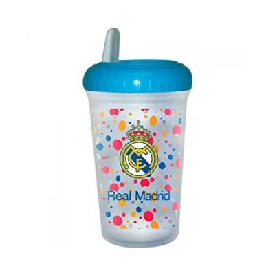 Imagen de Real Madrid Vaso con Tapa y Bebedor, 14 x 8 cm (Seva 9201068)