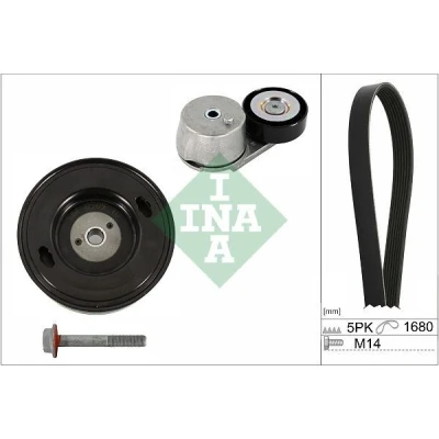 Imagen de INA 529 0409 20 Juego de correas trapeciales poli V con polea cigüeñal Revisar/sustituir poleas libres del alternador OPEL: Corsa E Hatchback