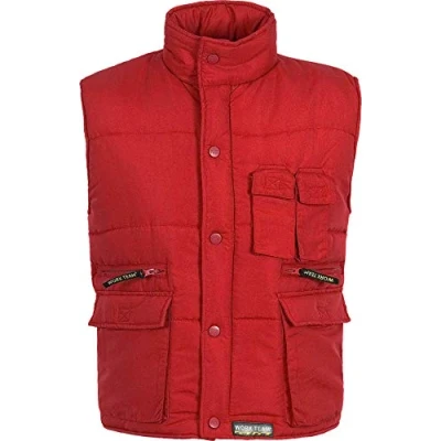Imagen de Work Team Chaleco Acolchado y Multibolsillos, con Cortavientos en Mangas. Hombre Rojo S