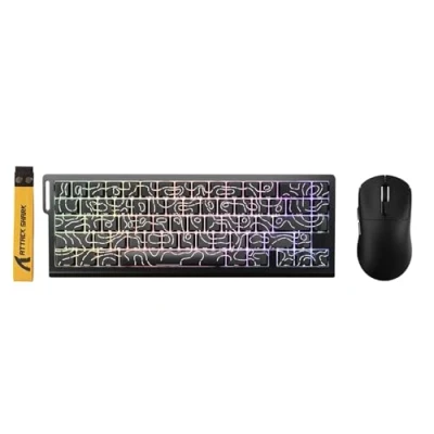 Imagen de ATTACK SHARK X68 HE Teclado Magnético con Cable X3 Ratón Gaming Inalámbrico Combo, de Activación Rápida 8KHz, Precisión RT 0.01mm, SUPERLIGERO, PAW3395, 26000 DPI Contornos Negros