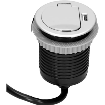 Imagen de Miratic Enchufe Empotrable para Muebles Ø6 cm encimera empotrada Grande con Tapa, Cargador USB (versión del Producto en francés)