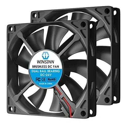 Imagen de WINSINN Ventilador CC de 80 mm, 24 V, 8015, rodamiento bolas dual, refrigeración sin escobillas, mm x 15 2 pines (paquete unidades)