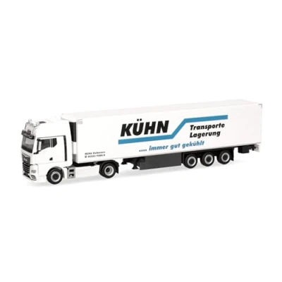 Imagen de herpa Camión Modelo Man TGX GX Semi Remolque de Caja Refrigerada Kühn Kühltransporte (Renania del Norte Westfalia/Ostbevern), Miniatura a Escala 1:87, Pieza colección, plástico