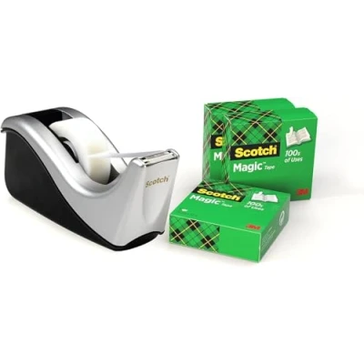Imagen de Scotch Dispensador rellenable plateado Para Cinta Adhesiva Incluye 4 rollos de 19mm x 33m la Escuela, el Hogar y Oficina