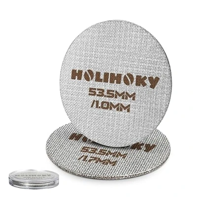 Imagen de HOLIHOKY 2 unidades de pantalla Puck Screen 54 mm, 1,0 mm/1,7 mm grosor, colador para café expreso con caja almacenamiento acrílico, reutilizable portafiltros Sage acero