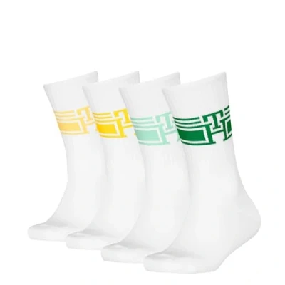 Imagen de Tommy Hilfiger KIDS SOCK Sport Monogram Unisex 4 PACK Calcetines para niños, Talla: 27 30, Green/yellow