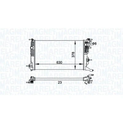 Imagen de MAGNETI MARELLI 350213158300 Radiador, refrigeración del motor 630 378 23 Aletas unidas mecánicamente RENAULT: MEGANE 3 Coupe