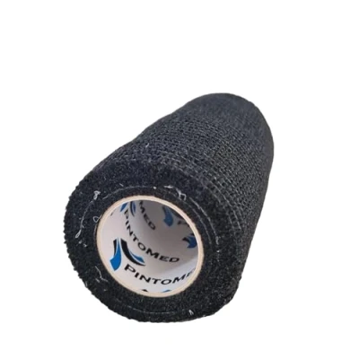 Imagen de PintoMed Venda Cohesiva 10 x NEGRO rollos cm 4,5 m estirado Vendaje autoadhesiva elástica y flexible, Cinta adhesiva, Vet Wrap, Tape Crossfit. Primeros auxílios lesiones
