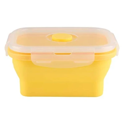 Imagen de Fiambrera plegable, recipiente de comida microondas duradero silicona rectangular MAGT 350ml para picnic al aire libre acampar(Amarillo)