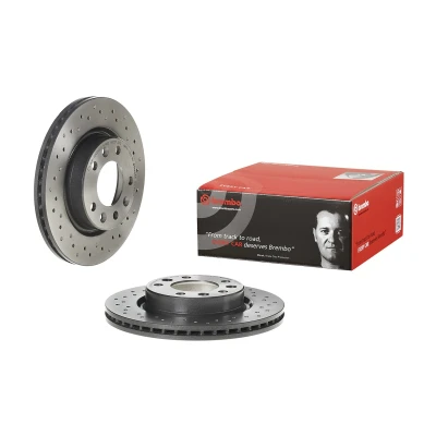 Imagen de BREMBO 09.C657.1X Disco de freno 266 22 5 perforado/ventil. int. revestido altamente carbonizado con tornillos PEUGEOT: 308 II Hatchback, SW 2