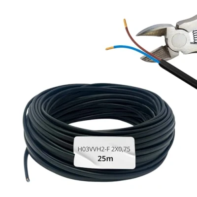 Imagen de HALOTEC 25 metros Cable electrico (Negro Plano 2x0.75)