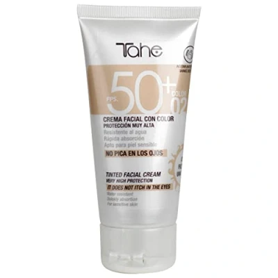 Imagen de Tahe Sun Protect Crema Facial con Color y Protección Solar 50+, resistente al agua, Natural 02, 50 ml