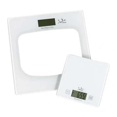 Imagen de Jata P111 Báscula de Baño Digital, Pantalla LCD, Alta precisión, Extraplana, Capacidad 180 kg, Plataforma Vidrio, Apagado Automático, Regalo Balanza Cocina, Blanco