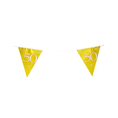 Imagen de Folat B.V. 50.o cumpleaños/Aniversario Bunting Garland Gold, Color Dorado, Costumes (FOMGW)