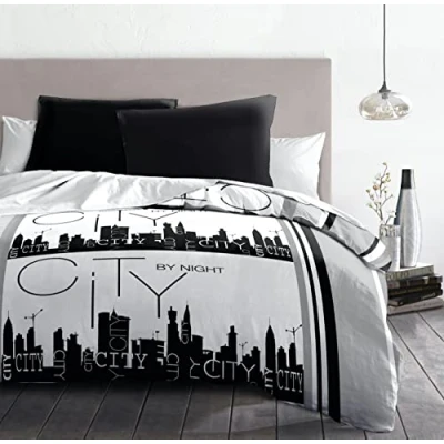 Imagen de Home Linge Passion City by Night Juego de edredón 3 Piezas, 2 Personas, Microfibra, Blanco Rojo, 240 x 260 cm